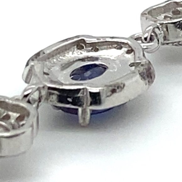 Blue Sapphire 3.30ct Platinum Finish Solid 925 Sterling Silver Bracelet - Picture 5 of 5